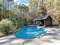 Inviting kidney-shaped pool with a pergola and spacious patio at 250 Kenway Loop, Mooresville, NC 28117