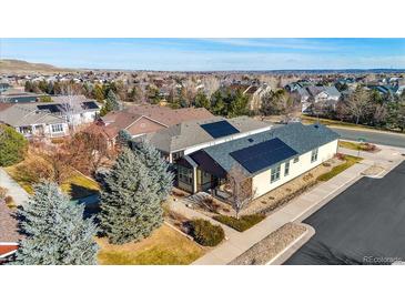 Aerial view of house and neighborhood, showcasing the property's location and surrounding area at 5657 Gilbert Ct, Golden, CO 80403