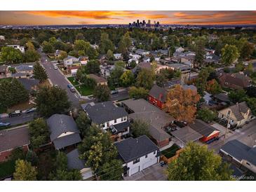 Aerial view of a neighborhood with a modern home at 4135 Perry St, Denver, CO 80212