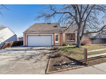 Ranch-style home with attached garage and mature tree in front yard at 6024 S Taft Way, Littleton, CO 80127