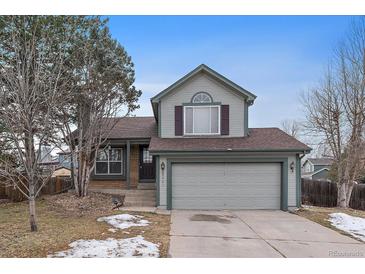 Two-story house with attached garage and landscaping at 8521 Golden Eye Dr, Parker, CO 80134