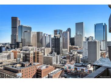Stunning aerial view of the city skyline, showcasing the property's prime location at 1020 15Th St # 25F, Denver, CO 80202