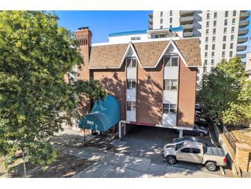 Aerial view of the building and surrounding area at 801 N Pennsylvania St # 405, Denver, CO 80203