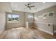Open living area with hardwood floors and ceiling fan at 3425 W 16Th Ave, Denver, CO 80204