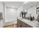 Clean bathroom with white subway tile and modern vanity at 3575 Chestnut Pl # 403, Denver, CO 80216