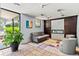 Comfortable lobby area with a fireplace, seating, and modern decor at 909 N Logan St # 4A, Denver, CO 80203
