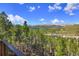 Breathtaking mountain views from a deck overlooking a wooded area at 141 Shekel Ln, Breckenridge, CO 80424