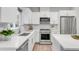 Modern kitchen with stainless steel appliances and white cabinetry at 2874 W Parkside Pl, Denver, CO 80221