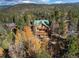 Elevated view of log cabin amongst autumn foliage at 878 American Way, Breckenridge, CO 80424