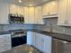 Updated kitchen featuring stainless steel appliances and white cabinets at 13601 E Marina Dr # 510, Aurora, CO 80014