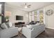 Spacious living room featuring hardwood floors, large windows, and comfortable seating at 6747 Raritan Dr, Denver, CO 80221