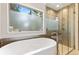 Luxurious bathroom with soaking tub and walk-in shower at 4381 Cheyenne Dr, Larkspur, CO 80118
