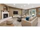 Finished basement recreation room with fireplace and comfortable seating at 4381 Cheyenne Dr, Larkspur, CO 80118
