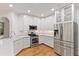 Modern kitchen with stainless steel appliances and white cabinetry at 4381 Cheyenne Dr, Larkspur, CO 80118