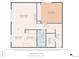 Floor plan showing a living room, bedroom, kitchen, and bath at 1350 Josephine St # 401, Denver, CO 80206