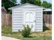 Small storage shed with white doors in backyard at 177 Wolff St, Denver, CO 80219