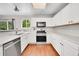 Modern kitchen featuring white cabinets, stainless steel appliances, and hardwood floors at 19873 E Vassar Ave, Aurora, CO 80013