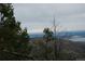 Stunning aerial view with distant city skyline and a serene reservoir at 13927 Dancing Bear Trl, Littleton, CO 80127