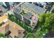 Aerial view showcasing a modern townhome community with rooftop decks at 35 S Ogden St, Denver, CO 80209