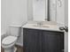 Clean bathroom with single vanity and a toilet at 9103 Truckee Ct, Commerce City, CO 80022