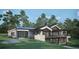 Luxury home with stone accents and large windows; set on a hillside with wooded surroundings at 7499 Preservation Trl, Parker, CO 80134