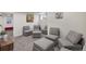 Spacious basement Gathering room with comfy seating and grey carpet at 2220 S Vrain St, Denver, CO 80219