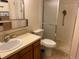 Simple bathroom with shower, toilet and vanity at 3144 S Wheeling Way # 410, Aurora, CO 80014
