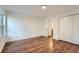 Bright bedroom, hardwood floors and double door closet at 2227 Canyon Blvd # 258B, Boulder, CO 80302