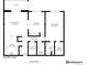 Floor plan showing two bedrooms, kitchen, and living area at 13609 E Cornell Ave # 107, Aurora, CO 80014