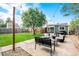 Relaxing backyard patio with string lights and comfortable seating at 624 Stuart St, Denver, CO 80204