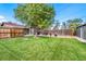 Large backyard with a grassy area and patio for entertaining at 624 Stuart St, Denver, CO 80204