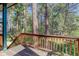 Deck overlooking a wooded area with trees and grass at 1065 Independence Dr, Larkspur, CO 80118