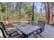 Patio furniture on a stone patio with a view of a wooded area at 1065 Independence Dr, Larkspur, CO 80118