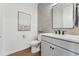 Stylish bathroom with grey tile and modern vanity at 959 Eldorado Ln, Louisville, CO 80027