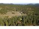 Aerial view showing the property's location in a quiet, wooded neighborhood at 8782 S Ault Ln, Morrison, CO 80465