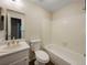 Clean bathroom with tub and updated vanity at 6705 S Field St # 803, Littleton, CO 80128
