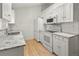Well-equipped kitchen with white cabinets and granite countertops at 1575 S Clermont St, Denver, CO 80222
