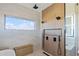 Spa-like bathroom with a large walk-in shower, soaking tub, and modern fixtures at 44035 Pony Express Ct, Elizabeth, CO 80107
