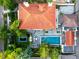 Aerial view showing home, pool, and expansive backyard at 110 N Franklin St, Denver, CO 80218