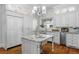 White kitchen features granite countertops, island with sink, and stainless steel appliances at 110 N Franklin St, Denver, CO 80218