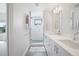 Double vanity bathroom with a walk-in shower at 3450 N Downing St # 3, Denver, CO 80205