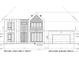 Architectural drawing of the front elevation of a two-story home with a detached garage at 2892 N Monroe St, Denver, CO 80205