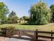 Spacious backyard with mature trees and wooden fence at 385 Baxter Farm Ln, Erie, CO 80516