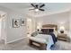 Cozy bedroom with a ceiling fan and ensuite bathroom access at 1649 S Ivory Cir # D, Aurora, CO 80017