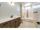 Clean bathroom featuring a bathtub and modern vanity at 37057 Still Rock Pt, Elizabeth, CO 80107