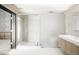 Modern bathroom with a walk-in shower and double vanity at 2556 18Th St, Denver, CO 80211
