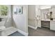 Main bathroom with accessible features and modern vanity at 1843 Spruce St, Boulder, CO 80302