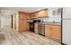 Basement kitchen with wood cabinets, stainless steel appliances, and vinyl flooring at 1843 Spruce St, Boulder, CO 80302