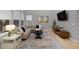 Spacious living room with L-shaped sofa, large windows, and hardwood floors at 23890 E Minnow Dr, Aurora, CO 80016