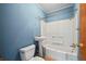 Bathroom with pedestal sink, bathtub and shower at 2677 S Platte River Rd, Sedalia, CO 80135